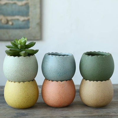 Classic Ceramic Succulent Plant Flower Pots (Set Of 6)