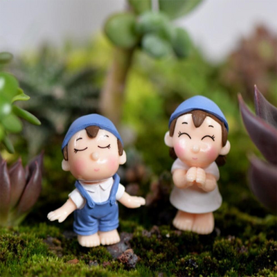 Cute Lovers Boy Girl Miniature Landscape Gardening Ornament